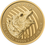 2016 1 OZ GOLD RCM GRIZZLY BEAR